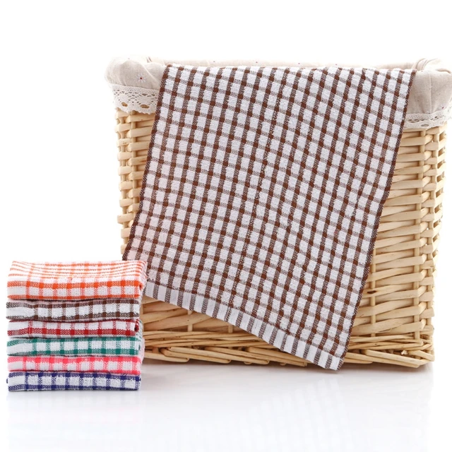 6PCS Cotone Da Cucina Asciugamani Da Tè Assorbente Senza Pelucchi Catering Ristorante Panno Asciugamani Per Piatti Panno Per La Pulizia Asciugamano Per La Pulizia Della Cucina 6