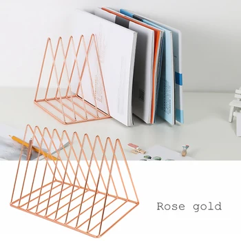 

Desktop Organizer Set 1pcs 9 Slot Triangle Magazine Holder Book File Storage Rack Bookshelf magazine rack file classification