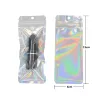 100 Pcs Hologram Aluminum Foil And Transparent Zip Lock Bags Long Plastic Pouch Watch Pen Jewelry Cosmetic Usb Data Cable Bags 3