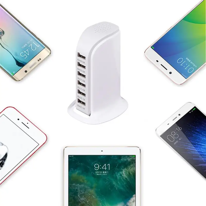 Белый 30 Вт мульти 6 порт USB зарядное устройство 6A быстрая зарядная станция Настольный дорожный концентратор ЕС Plug