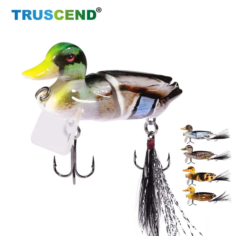 

3D Lifelike Duck Topwater Fishing Lure Floating Artificial Bait Plopping and Splashing Feet Fishing Accessories Swimbaits Peche