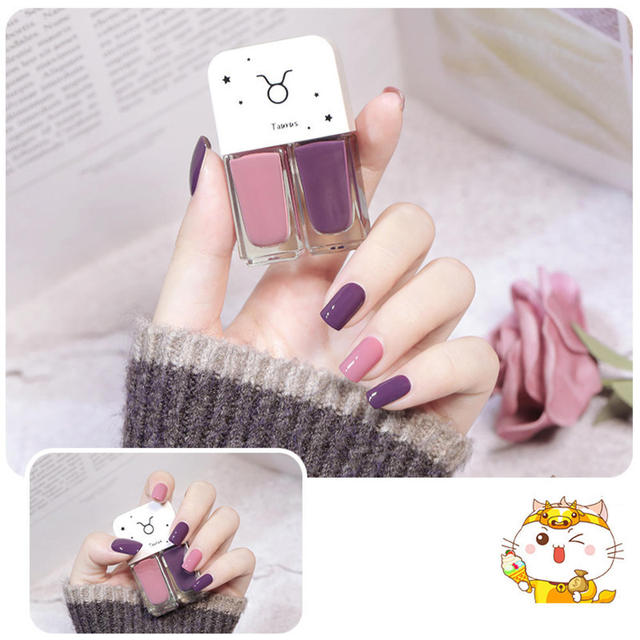 Nail Polish Set Two Bottles Glitter Scrub Can Tear No-bake Women Girl Cute Nail Polish Quick Drying Manicure Tools