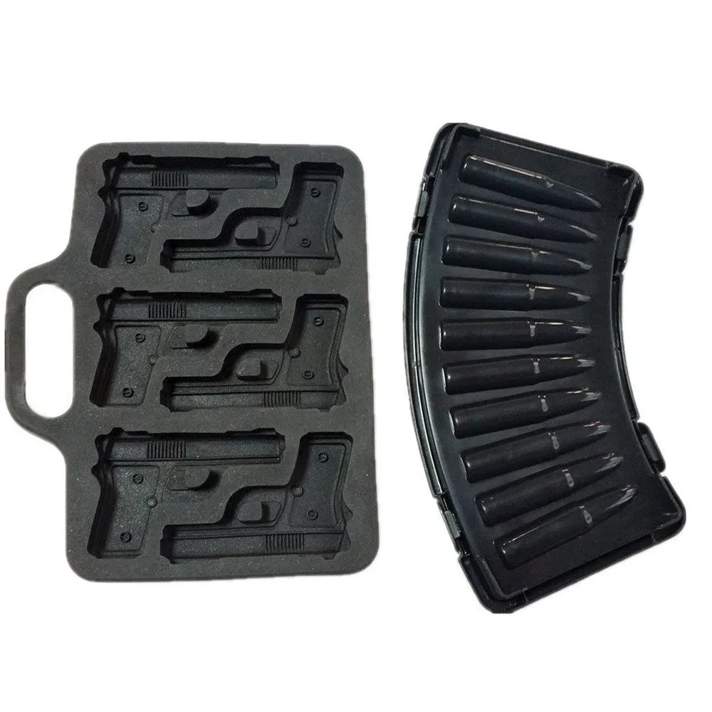 1 Set Creative Gun Bullet Shape Diy Ice Cube Makers Ice Cube Mold Chocolate Mold Home Bar Party Cool Whiskey Wine Ice Cream Tool