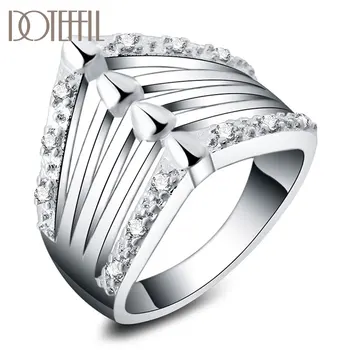 

DOTEFFIL 925 Sterling Silver AAA Zircon Crystal Ring Man For Women Fashion Wedding Engagement Party Gift Charm Jewelry