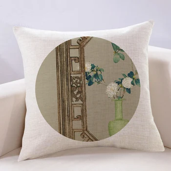 

retro Chinese pillowcase cushion cover 40x40/45x45/50x50/40x60cm double face printed Zen pillow case cotton linen pillow cover