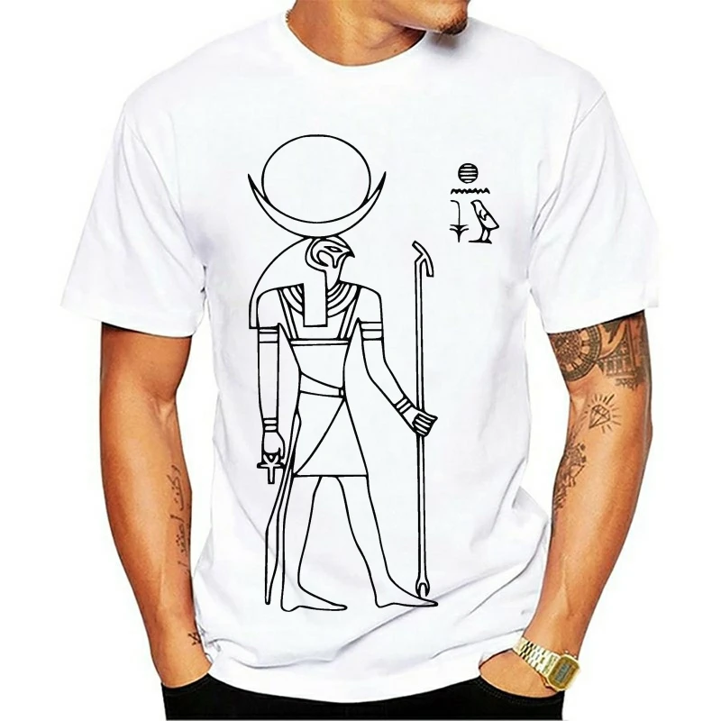 

New Fashion Men Casual Brand Clothing High Quality Egyptian God Khonsu T Shirt Egyptology Egypt Hieroglyphs Pharoah T Shirt