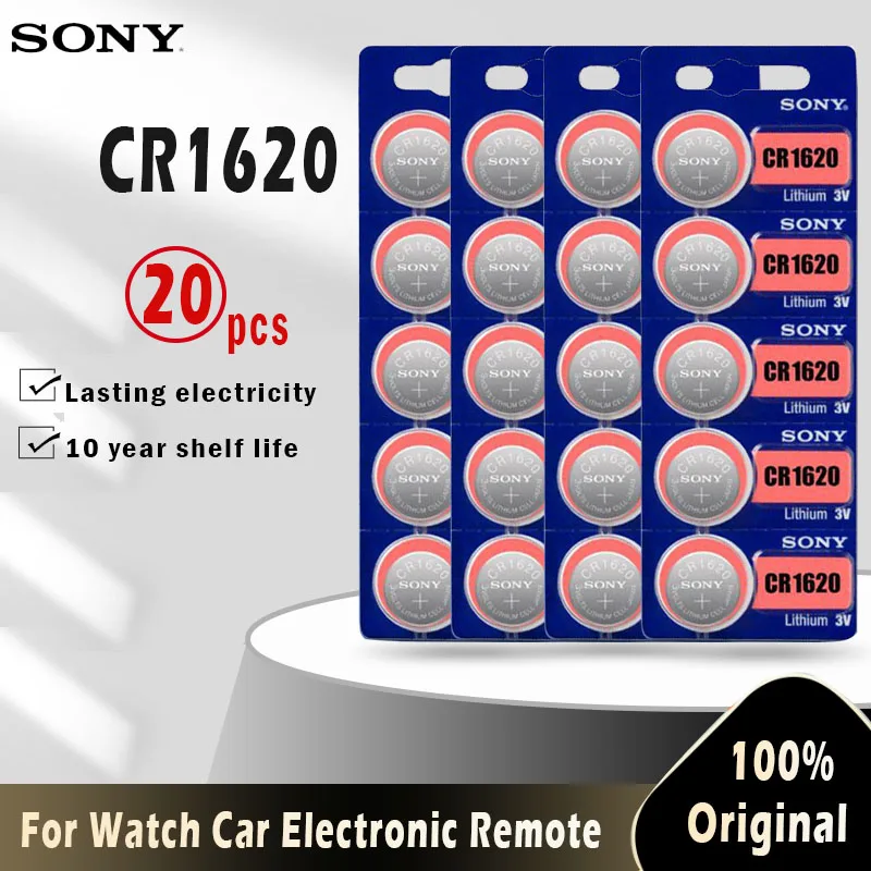 20 шт. Sony 100% оригинальный CR1620 литиевый аккумулятор для часов автомобильный ключ