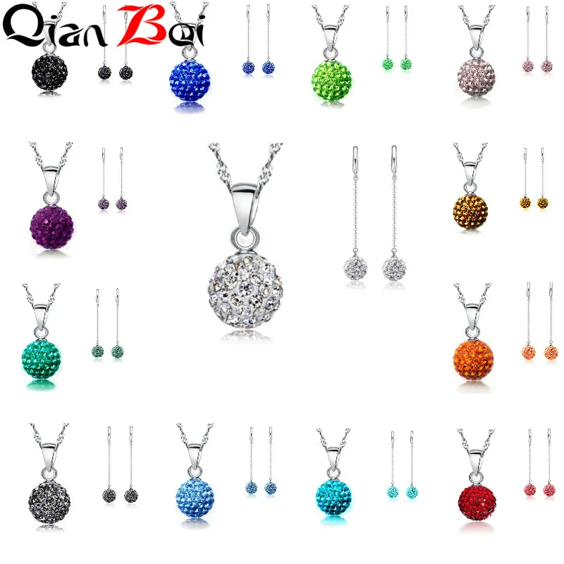 QianBei кисточки серьги кулон ожерелье проложить Стразы дискотечный шар