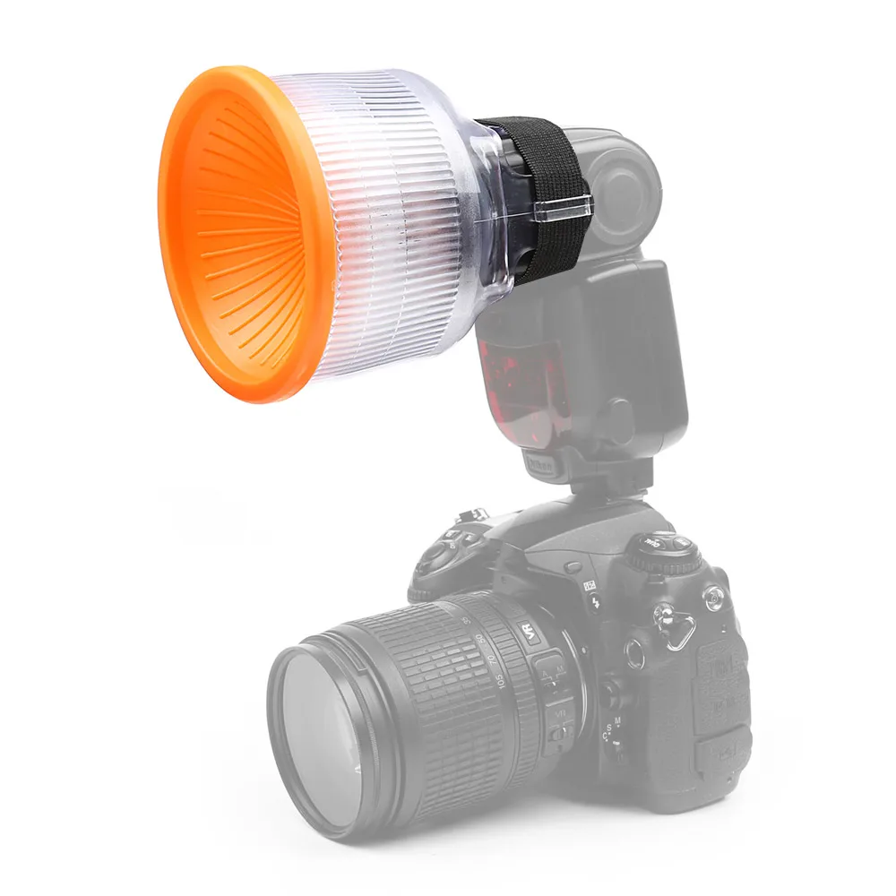 

Universal On-Camera Speedlite Flash Light Diffuser Light with White Orange Domes for Canon Sony Yongnuo Speedlight
