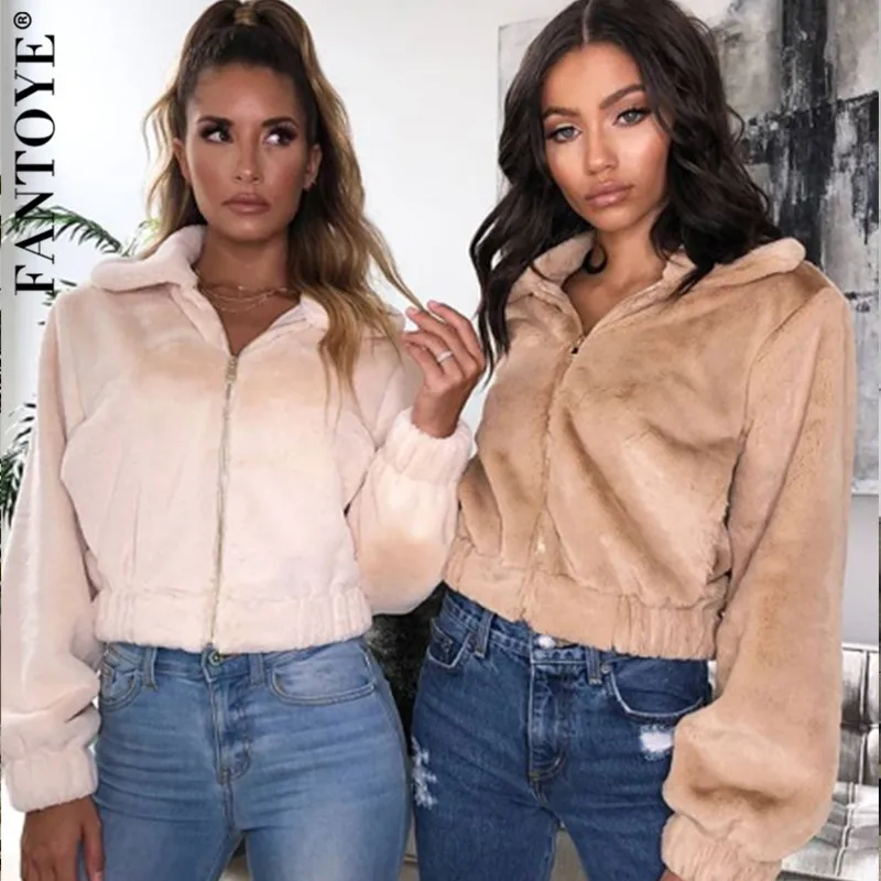 

Fantoye Autumn New Faux Fur Coats Jacket Women 2019 Winter Teddy Warm Soft Zipper Fur Jackets Female Casual Overcoat Outwear
