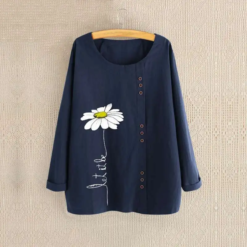  Women's Printed Blouse 2019 Autumn Fashion Daisy Blouse Casual Long Sleeve Shirts Female Blusas Ove