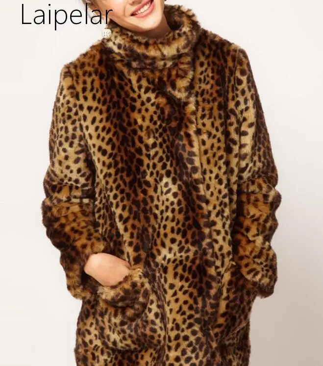 

Thickened Women Fashion Winter Leopard Fur Jacket Cotton Padded Long Coat Casual Artificial Fur Rabbit Fur Coat Outwear