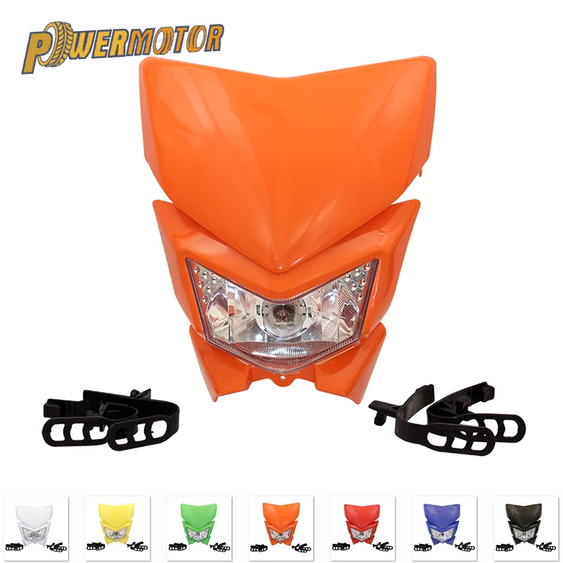 

Universal Motorcycle Headlight Motorbike Lamp Headlamp Enduro For Kawadaki KX KLX KXF ZXR ZX Dual Sport Headlight Fairing