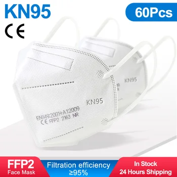 

60PCS FFP2 Mask KN95 Face Mask 5 Layer Protection Respirator Breathable CE FFP2 Mouth Mask Reusable Mascarillas Masque mondkapje