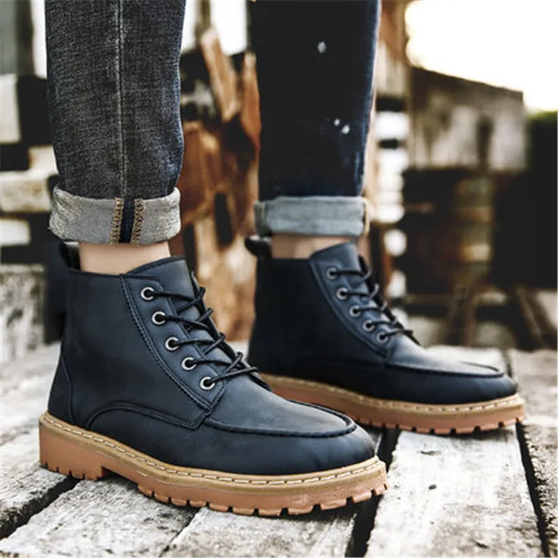 

2019 new spring and autumn Martin boots men in the fashion trend casual wild high to help winter shoes men's boots