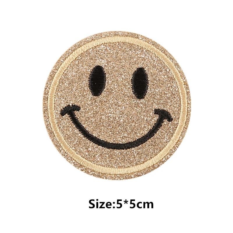 1Pcs Round Expression Smiley Face Patch Clothes Iron on Embroidered Sew Applique Cute Fabric Badge Garment Apparel Accessories 