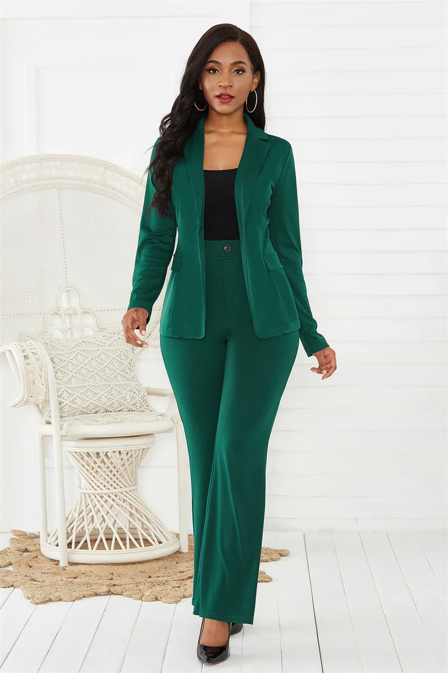 Elegant Two-piece suit Women Business Suits Solid Color Blazers Coat Long Pants Sets Office Lady Outfits Uniform |