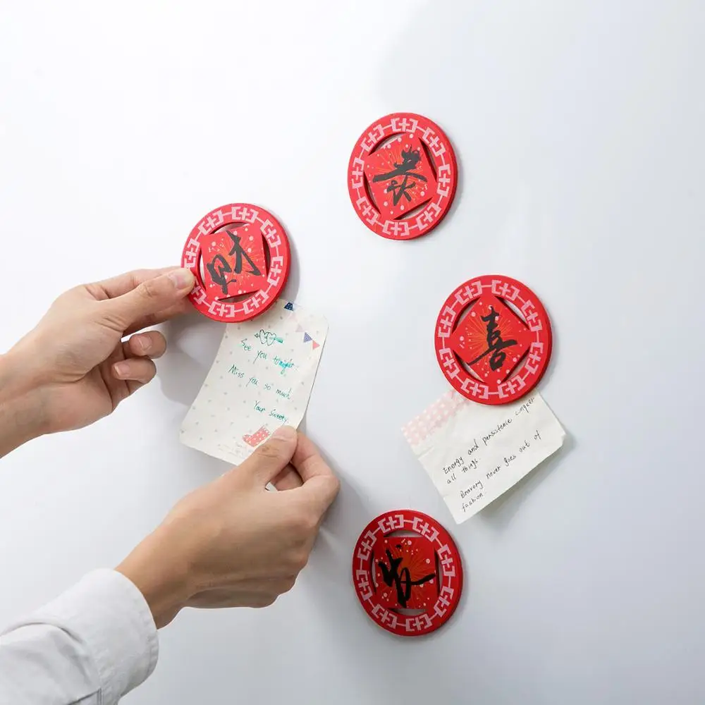 Gong Xi Fa Cai наклейка на холодильник в китайском стиле Праздничная деревянная магнитная наклейка Новогоднее креативное украшение для дома
