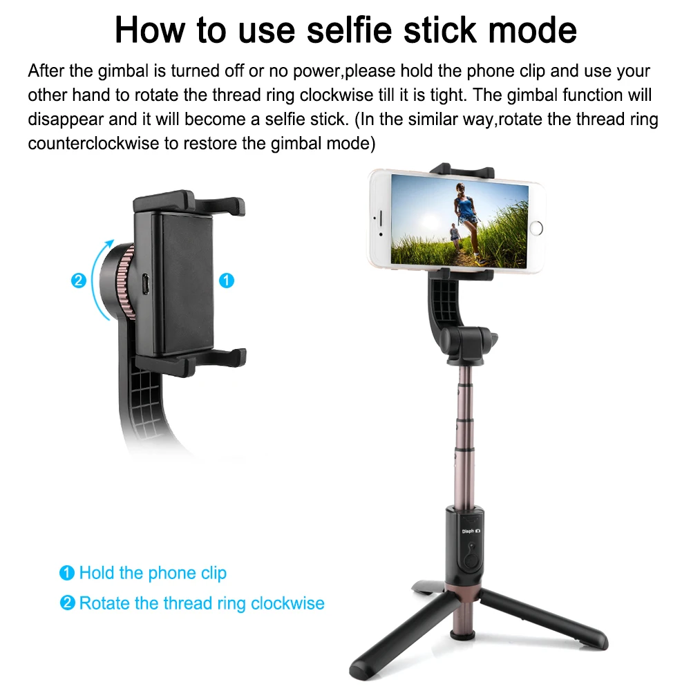Выдвижная селфи палка для тренога для смартфонов с одной осью Gimbal беспроводной BT пульт дистанционного управления для iPhone X samsung Galaxy Huawei телефоны
