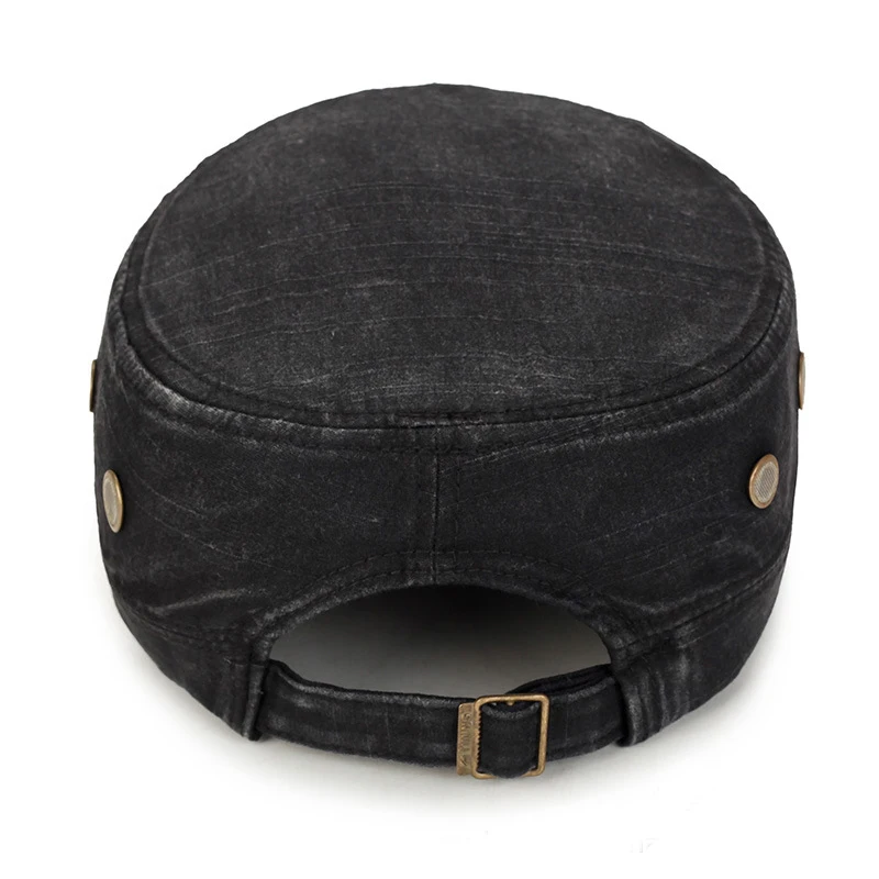 Fashion Men Flat Hat Autumn Male Solid Caps Cotton Hat with Wide Brim Spring Wind Protcetion Hats Comfort Sweatband Military Cap