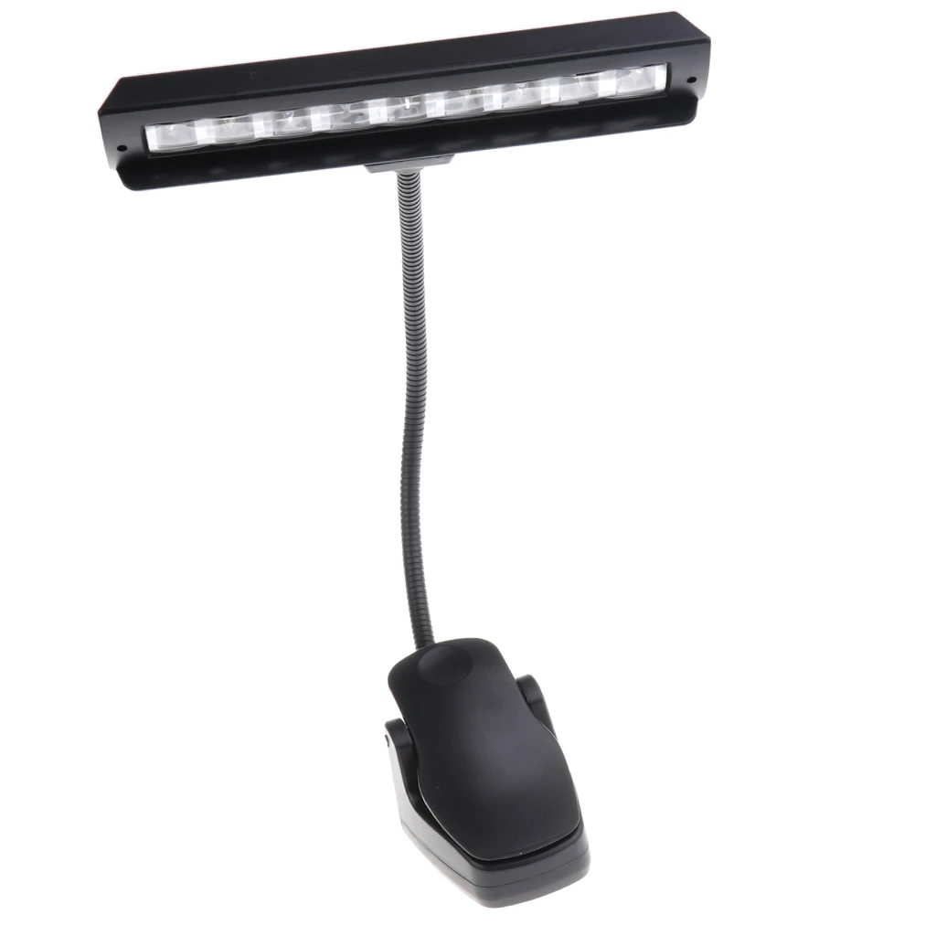  Adjustable Music Score Clip-on Reading Light 9 LED For Piano Stage Accessory Black