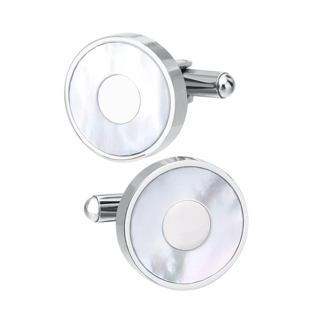 Luxury Round Shell Cuff links Men's Suit Shirt Cufflinks Business