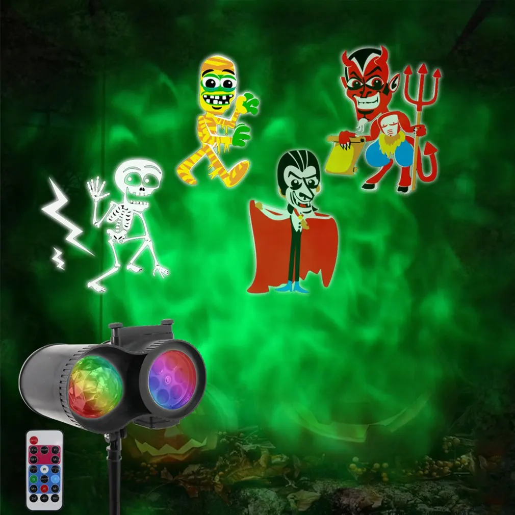 

Portable Christmas Halloween Projector Light Double Tube Watermark LED Lamp to Project 10 Colors 20 Patterns Festive Decoration