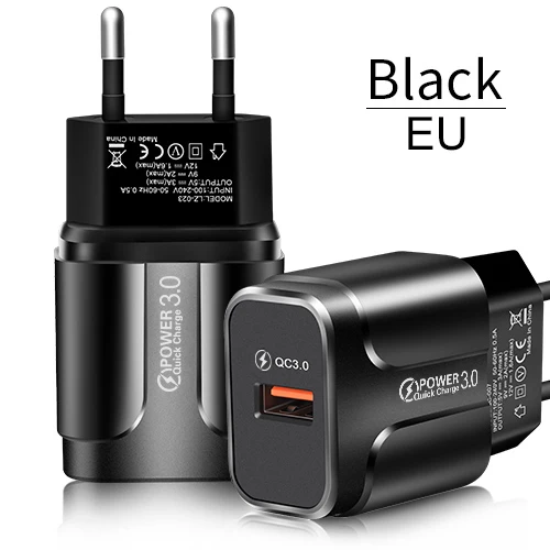 Gtwin Quick Charge 3,0 USB зарядное устройство QC 3,0 быстрое зарядное устройство ing для samsung S10 iPhone 11 X S Max настенное зарядное устройство для мобильных телефонов s адаптеры - Тип штекера: EU Black