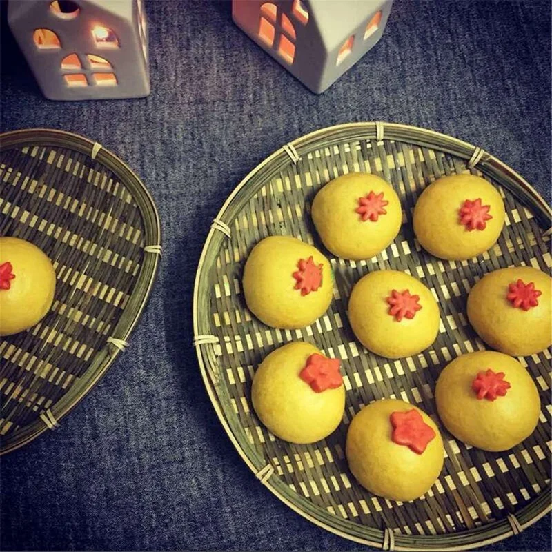 2 Pcs Bamboo Round Fruit Plate Handmade Storage Tray Hand Knitting Bread Basket Food Fruit Basket Hotel Hotel Dining Tray Diamet