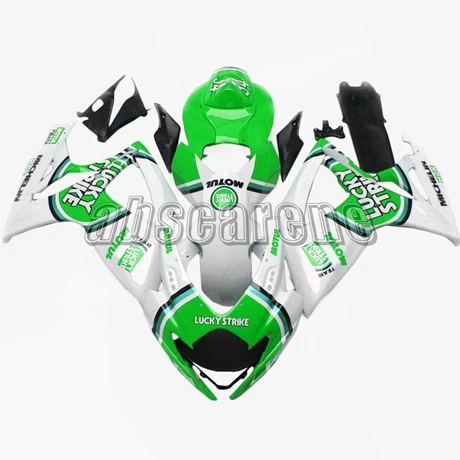 Lucky Strike Green White ABS Plastic Complete Fairings For Suzuki GSXR600 GSXR750 K6 2006 2007 Injection Motorcycle Bodywork