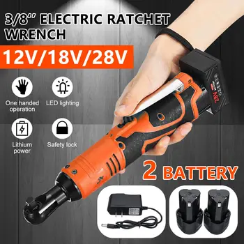 

12V/18V/28V Electric Wrench Angle Drill Screwdriver 3/8 inch Cordless Ratchet Wrench Scaffolding With 2 Lithium-Ion Battery