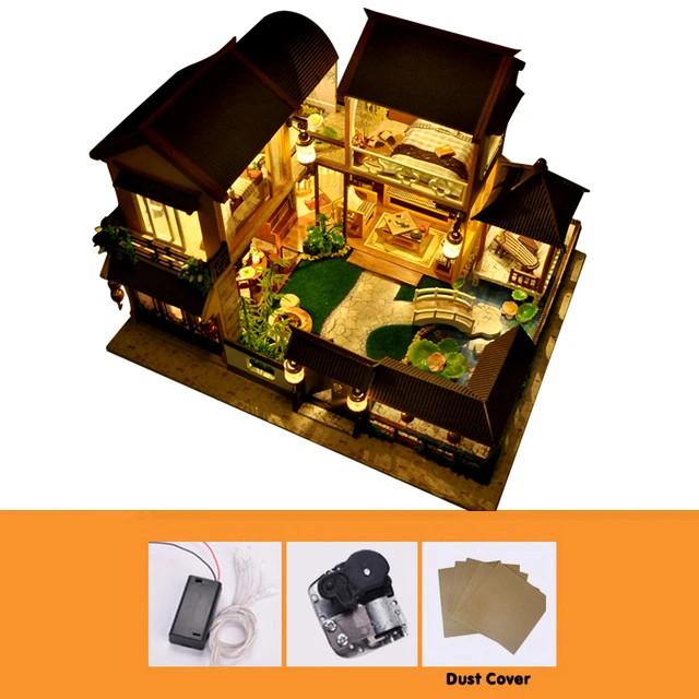 Kids Toys Diy Dollhouse Assemble Wooden Miniatures Doll House Furniture Miniature Dollhouse Puzzle Educational Toys For Children 7