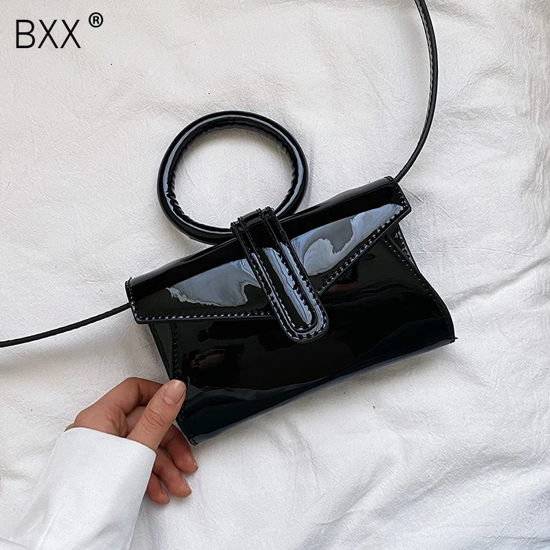 

[BXX] Patent Leather Crossbody Bags For Women 2020 Brand Designer Shoulder Messenger Bag Female Handbags Chest Waist Bags HK201