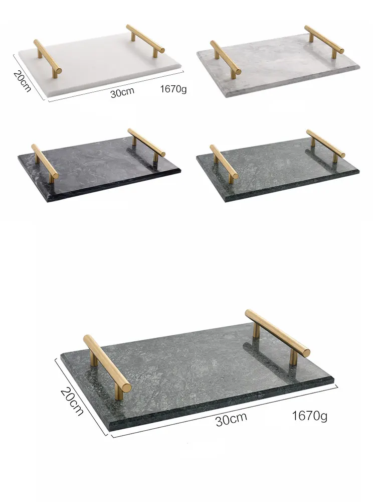 Nordic Home Decor Light Luxurious Natural Marble Jewelry Storage Tray With Gold Handle Trinket Ring Plate Wedding Gift 6