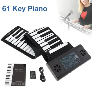 

61 Keys MIDI Roll Up Electronic Piano Rechargeable Silicone Keyboard Organ Built-in 2 Speakers Support Audio Bluetooth Function