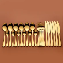 Juego de cubiertos de acero inoxidable para mesa, tenedores de mesa dorados, 24 Uds.