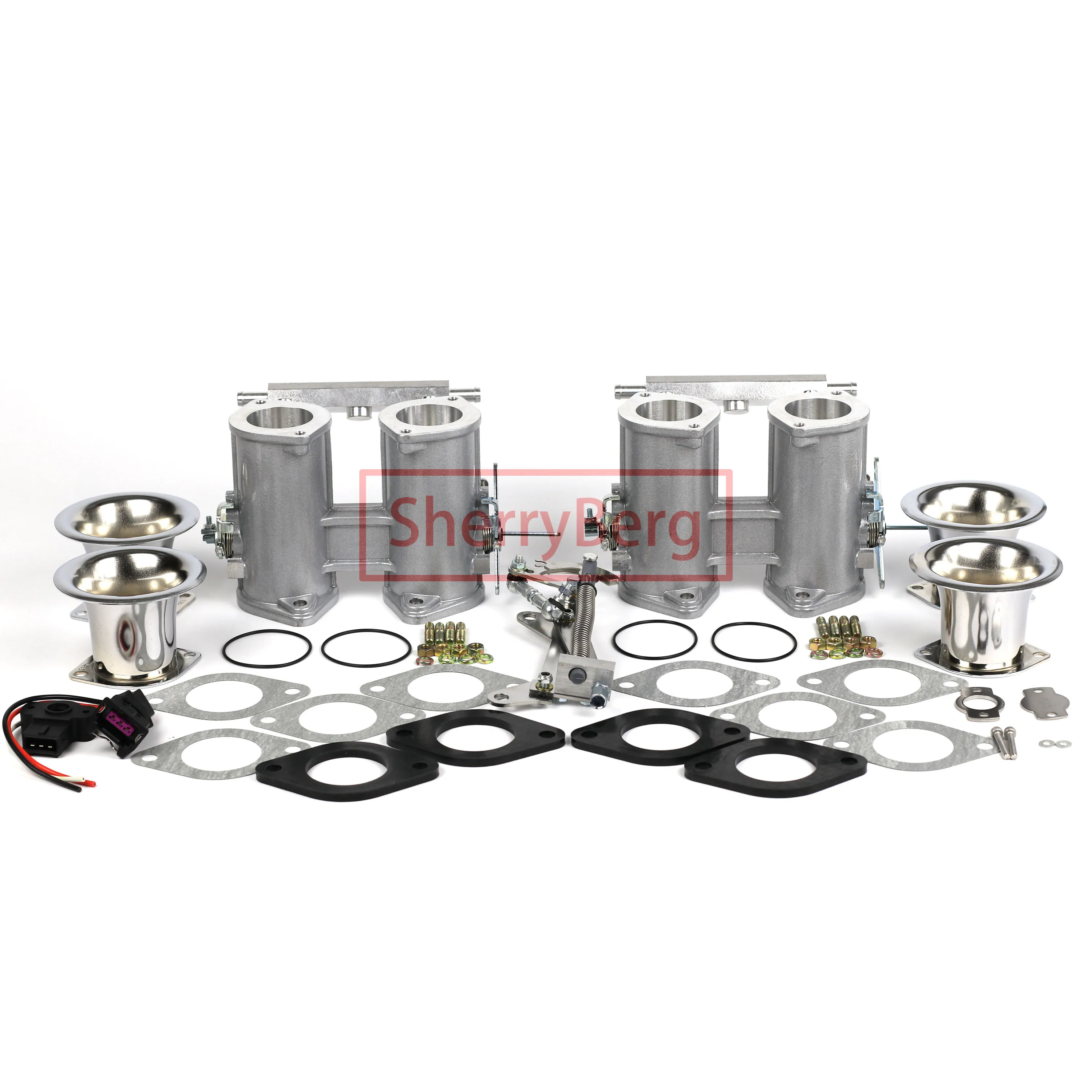 42Dcoe 42 Dcoe 42mm EMPI Twin 42mm Throttle Bodies+ Linkage+TPS + Air Horns for Weber/Dellorto/Solex DCOE/DHLA Carb