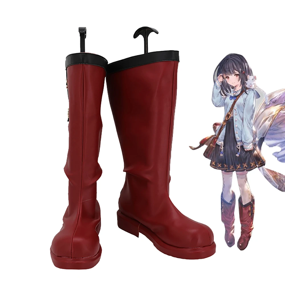 Granblue Fantasy Vikala Cosplay Stivali Scarpe Rosse Su Misura Per Unisex