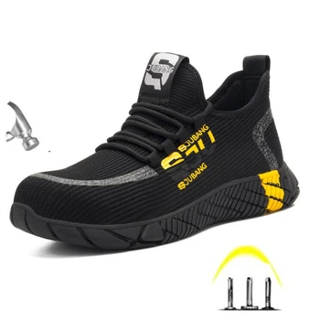 

Men's Steel Toe Work Safety Shoes Men Puncture Proof Work Shoes Male Outdoor Sneakers Anti Smashing Safety Protective Boots