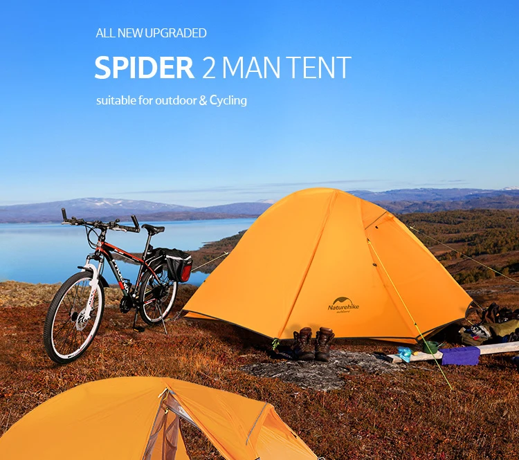 Naturehike Открытый Сверхлегкий альпинизмом Велоспорт палатка 20D кремния 2 Человек Палатка для кемпинга Пешие прогулки скалолазание путешествия