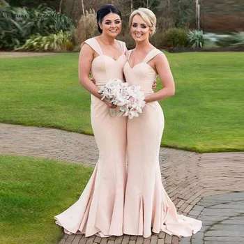 

Long Mermaid Bridesmaid Dresses 2020 With Straps Sweetheart Zipper Back Simple Maid Of Honor Dress Wedding Guest Party Gowns