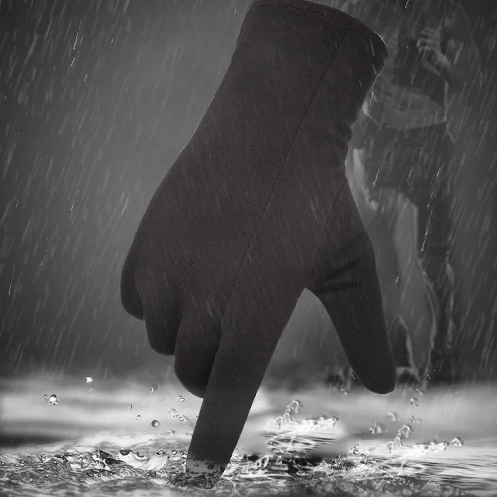 Осенне-зимние сексуальные женские утепленные перчатки из искусственной кожи с сенсорным экраном, ветрозащитные водонепроницаемые перчатки для вождения, варежки черного цвета