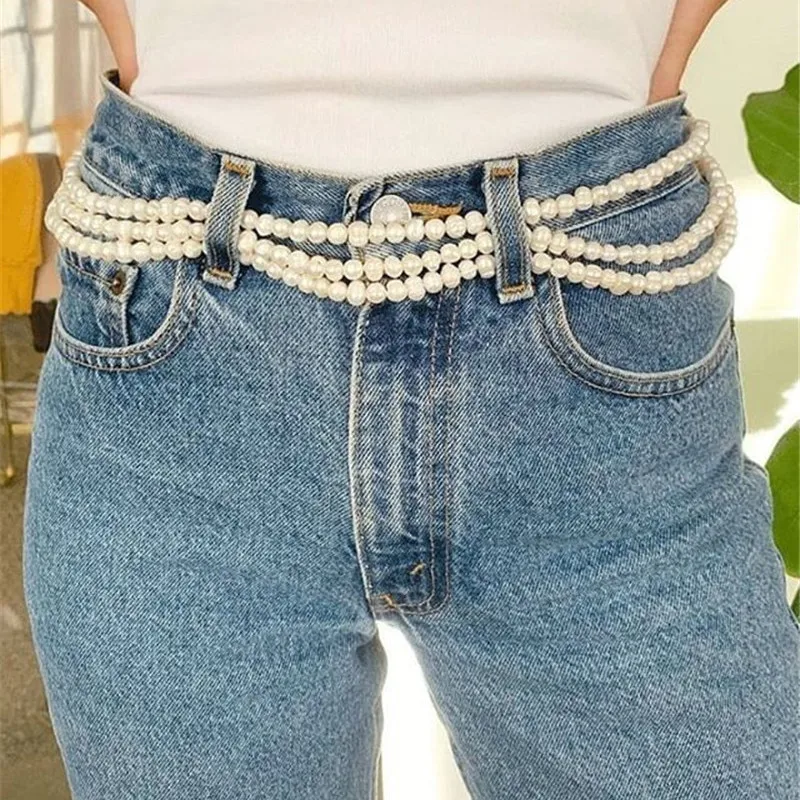 

new three layers of the pearl small act the role ofing is tasted female BY0217 chain contracted white beads waist