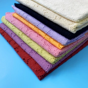 

2020New 9colors Coloful Cotton Cloth Embroidered Lace Fabric Handmade DIY Clothes Accessories Width 130cm 1Yard