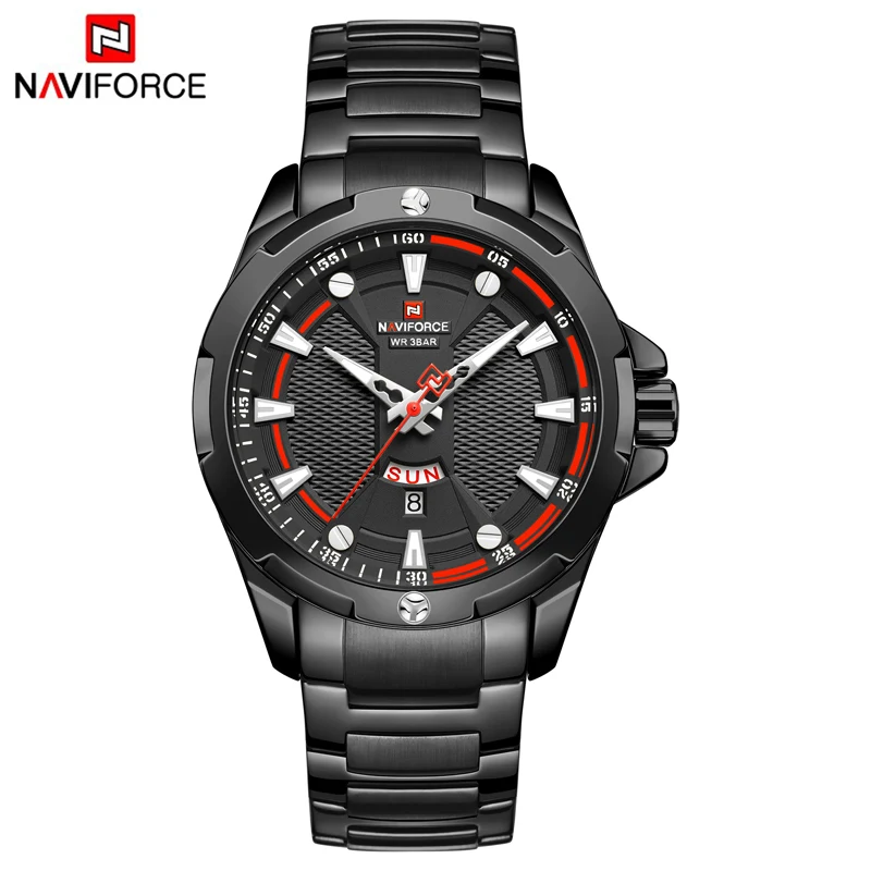 Часы наручные NAVIFORCE Мужские кварцевые водонепроницаемые спортивные Деловые в