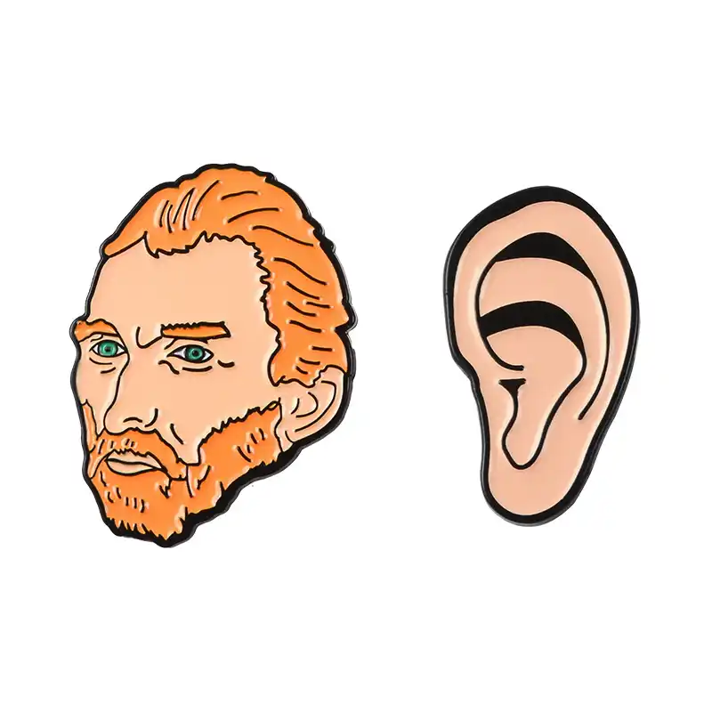 van gogh ear funny brooch enamel badge cartoon character metal