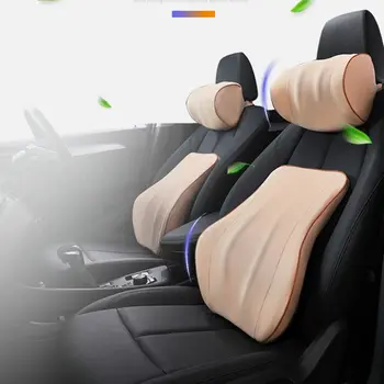 

1Set 3D Memory Foam Car Cushion Lumbar Support Pillow Leather Car Seat Pillows Lower Back Cushion for Car Office Chair Universal