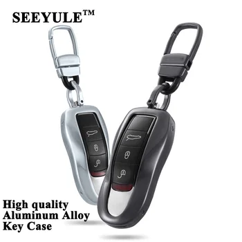 

1pc SEEYULE Car Key Case Aluminum Alloy Key Shell Cover Protector Storage Bag for Porsche Panamera Cayenne Macan 911 Carrera 918