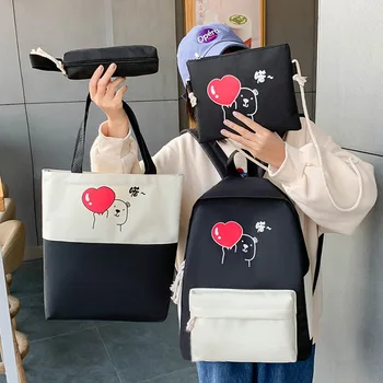 

4 Pcs/Set School Bags for Teenage Girls 2020 Waterproof Travel Backpack Women Book bag Student kid Schoolbag Muchila Escolar