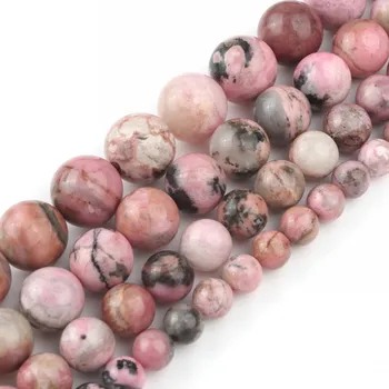 

Natural Rare Black Lace Rhodonite Gem Beads Round Loose Stone Beads For Jewelry Making DIY Bracelet Accessories 15''6 8 10 12mm